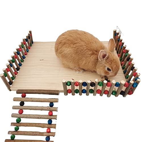wirlsweal Kaninchenspielzeug Beiß-Übungstraining, zwei Schichten, Kleintier-Ständer, Leiter, Spielzeug, Hamster-Spielzeug L von wirlsweal