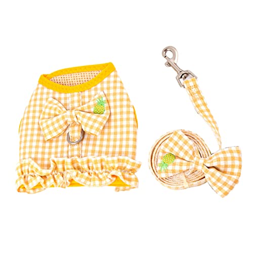 wirlsweal Weste Harness Set bequemes Rundhals-Hunde-Outfit mit doppeltem Verwendung Zweck für Party Gelb L von wirlsweal