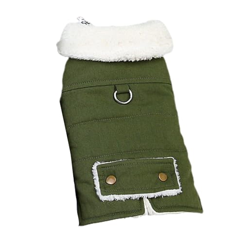 wirlsweal Winter Dog Apparel Pet Cotton Coat Button Closure Warm Comfortable Dog Cat Outwear with Traction Ring for Winter Fashionable Dog Outfits Army Green XL von wirlsweal