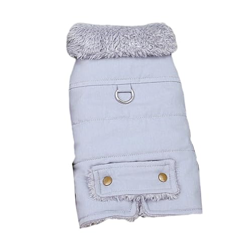 wirlsweal Winter Dog Apparel Pet Cotton Coat Button Closure Warm Comfortable Dog Cat Outwear with Traction Ring for Winter Fashionable Dog Outfits Grey XL von wirlsweal