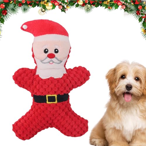 wiroouia Gefüllte Weihnachts-Hundespielzeuge - Kauspielzeug für Welpen, weiches Haustierspielzeug - Interaktives, gehirnstimulierendes Spielzeug zum und Apportieren, niedliches, quietschendes von wiroouia