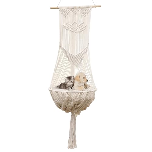 wiroouia Gewebte Katzenbetten, Makramee Katzenhängematte, Makramee Bohemia Haustierhängematte, Dekorative Haustierhängematte, Weiches Baumwollseilbett Für Wohnzimmer, Balkon wiroouia Gewebte Katzenbetten, Makramee Katzenhängematte, Makramee Bohemia Haustierhängematte, Dekorative Haustierhängematte, Weiches Baumwollseilbett Für Wohnzimmer, Balkon von wiroouia