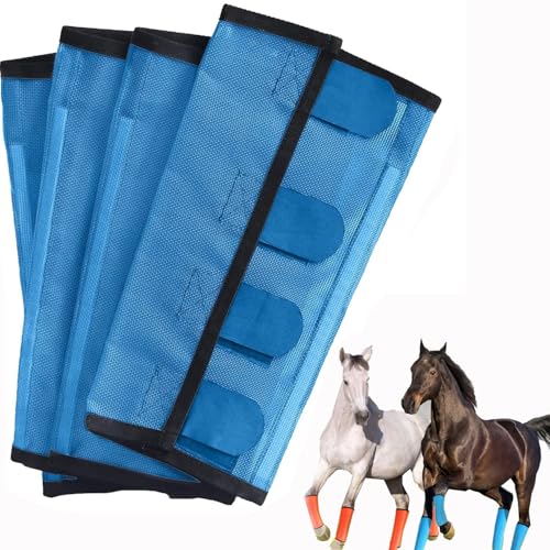Atmungsaktive Mesh-Leggings für Pferde mit Fliegenschutz,locker sitzende,rutschfeste Leggings für Pferde,verhindert Fliegen Mückenstiche,leichtes Mesh zum Anpassen,reduziert Beinermüdung(Blue) von wodjcks