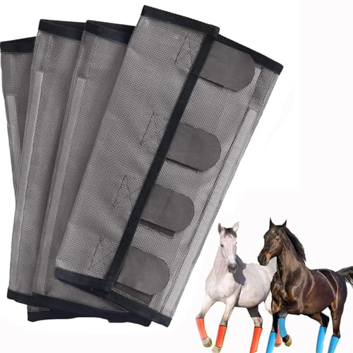 Atmungsaktive Mesh-Leggings für Pferde mit Fliegenschutz,locker sitzende,rutschfeste Leggings für Pferde,verhindert Fliegen Mückenstiche,leichtes Mesh zum Anpassen,reduziert Beinermüdung(Gray) von wodjcks