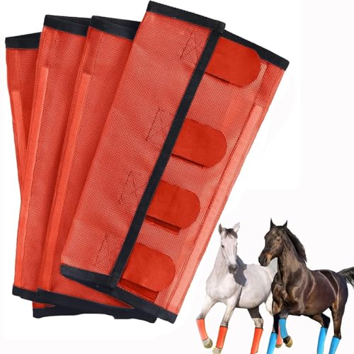 Atmungsaktive Mesh-Leggings für Pferde mit Fliegenschutz,locker sitzende,rutschfeste Leggings für Pferde,verhindert Fliegen Mückenstiche,leichtes Mesh zum Anpassen,reduziert Beinermüdung(Orange) von wodjcks