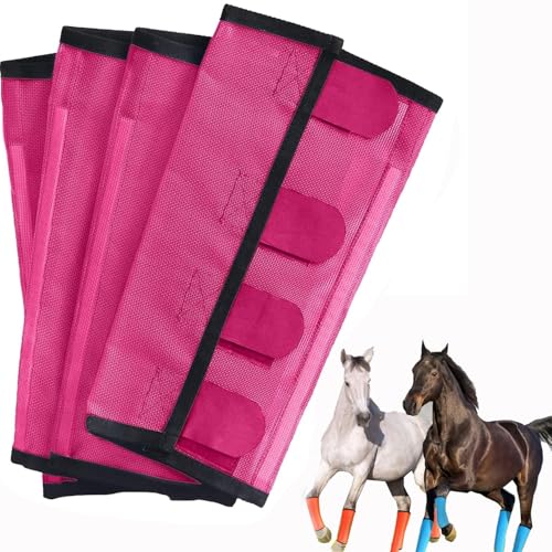 Atmungsaktive Mesh-Leggings für Pferde mit Fliegenschutz,locker sitzende,rutschfeste Leggings für Pferde,verhindert Fliegen Mückenstiche,leichtes Mesh zum Anpassen,reduziert Beinermüdung(Pink) von wodjcks