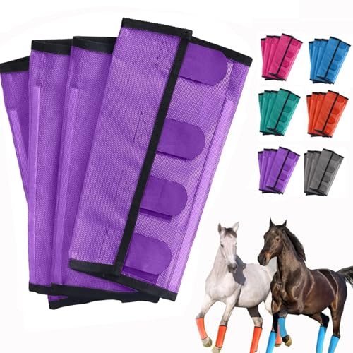 Atmungsaktive Mesh-Leggings für Pferde mit Fliegenschutz,locker sitzende,rutschfeste Leggings für Pferde,verhindert Fliegen Mückenstiche,leichtes Mesh zum Anpassen,reduziert Beinermüdung(Purple) von wodjcks