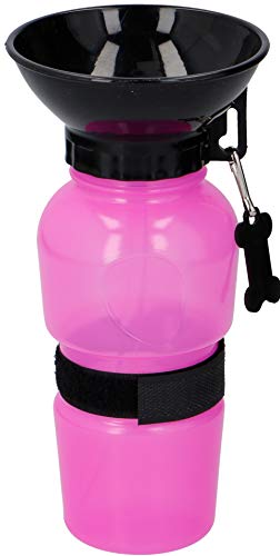 wohnen-freizeit Mobiler Wassernapf Hunde Trinkflasche mit NAPF praktisch für Unterwegs (Rosa) von wohnen-freizeit