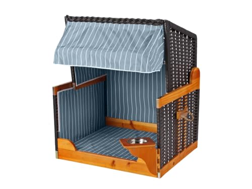 Woodtex Hundestrandkorb Kieferholz |Hundehütte anthrazit inkl. Schützhülle schwenkbarer Wasser-/Futternapf|Sonnenschutz Hunde und Katzen|Rattan Schwarz mit blau-weißen Nadelstreifen Woodtex Hundestrandkorb Kieferholz |Hundehütte anthrazit inkl. Schützhülle schwenkbarer Wasser-/Futternapf|Sonnenschutz Hunde und Katzen|Rattan Schwarz mit blau-weißen Nadelstreifen von woodtex