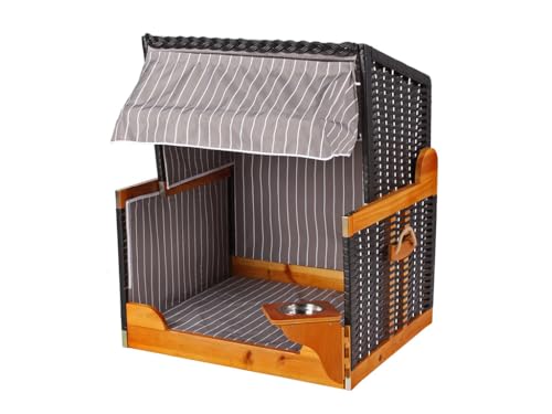 Woodtex Hundestrandkorb Kieferholz |Hundehütte anthrazit inkl. Schützhülle schwenkbarer Wasser-/Futternapf|Sonnenschutz Hunde und Katzen |Rattan Schwarz mit weißen Nadelstreifen Woodtex Hundestrandkorb Kieferholz |Hundehütte anthrazit inkl. Schützhülle schwenkbarer Wasser-/Futternapf|Sonnenschutz Hunde und Katzen |Rattan Schwarz mit weißen Nadelstreifen von woodtex