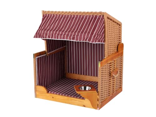 Woodtex Hundestrandkorb Kieferholz |Hundehütte beige inkl. Schützhülle schwenkbarer Wasser-/Futternapf|Sonnenschutz Hunde und Katzen|Rattan Braun mit Rot-weißen Nadelstreifen Woodtex Hundestrandkorb Kieferholz |Hundehütte beige inkl. Schützhülle schwenkbarer Wasser-/Futternapf|Sonnenschutz Hunde und Katzen|Rattan Braun mit Rot-weißen Nadelstreifen von woodtex
