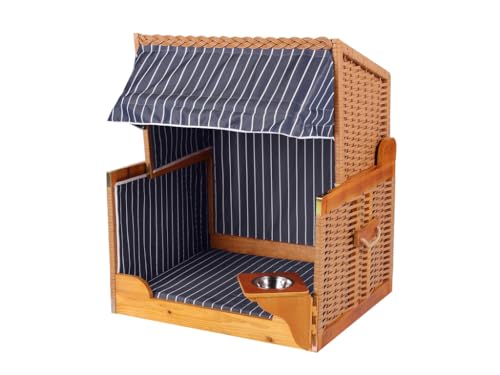 Woodtex Hundestrandkorb Kieferholz |Hundehütte inkl. Schützhülle schwenkbarer Wasser-/Futternapf|Sonnenschutz Hunde und Katzen|Rattan Braun mit Dunkelblau-weißen Nadelstreifen Woodtex Hundestrandkorb Kieferholz |Hundehütte inkl. Schützhülle schwenkbarer Wasser-/Futternapf|Sonnenschutz Hunde und Katzen|Rattan Braun mit Dunkelblau-weißen Nadelstreifen von woodtex