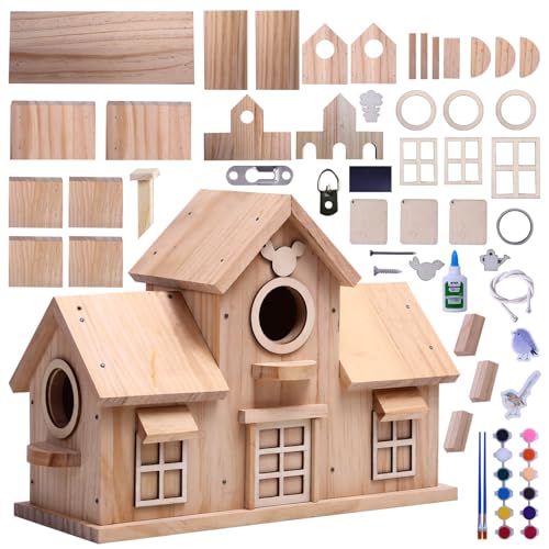 Deko-Vogelhaus aus Holz, Kiefer natur, Design mit doppeltem Eingang Deko-Vogelhaus aus Holz, Kiefer natur, Design mit doppeltem Eingang von woodurn