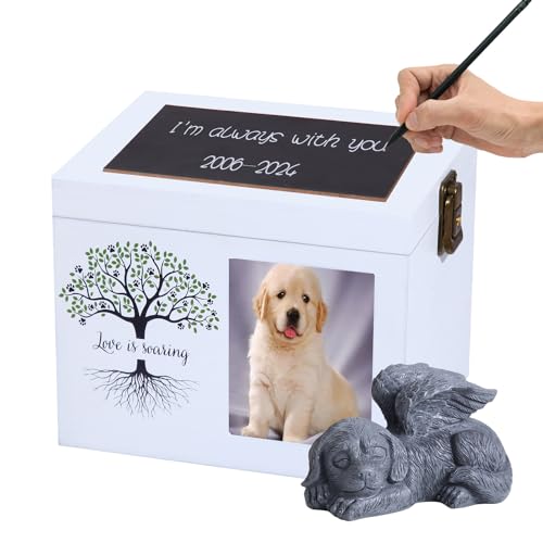 Haustier-Aschekasten-Urnen für Hunde oder Katzen, XLarge Holzurnen mit Bilderrahmen, Gedenkbox mit schwarzem Flanell als Futter, Gedenkgeschenk für verlorene Haustiere Haustier-Aschekasten-Urnen für Hunde oder Katzen, XLarge Holzurnen mit Bilderrahmen, Gedenkbox mit schwarzem Flanell als Futter, Gedenkgeschenk für verlorene Haustiere von woodurn