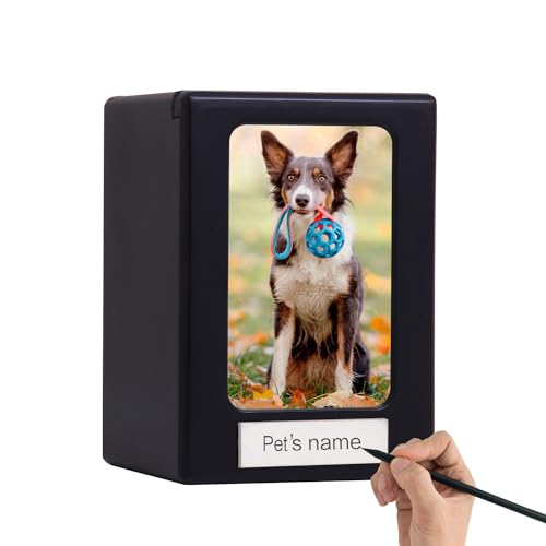 woodurn Haustier-Aschebox für Hunde oder Katzen, Gedenkurne aus Holz, mit Bilderrahmen, Gedenkbox mit schwarzem Flanell als Futter, Gedenkgeschenk für Haustiere woodurn Haustier-Aschebox für Hunde oder Katzen, Gedenkurne aus Holz, mit Bilderrahmen, Gedenkbox mit schwarzem Flanell als Futter, Gedenkgeschenk für Haustiere von woodurn