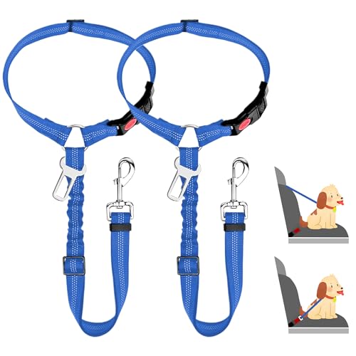 2 PCS Verstellbarer Anschnallgurt Hund Auto kopfstütze, Sicherheitsgeschirr Hund, Hunde Sicherheitsgurt für Kleine Hunde von worahroe
