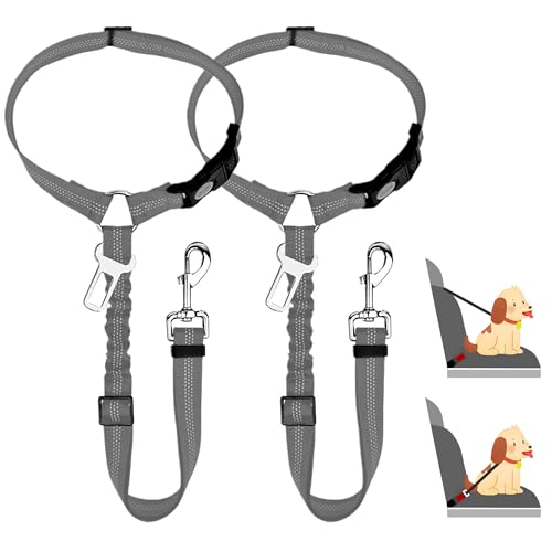 2 PCS Verstellbarer Anschnallgurt Hund Auto kopfstütze, Sicherheitsgeschirr Hund, Hunde Sicherheitsgurt für Kleine Hunde von worahroe