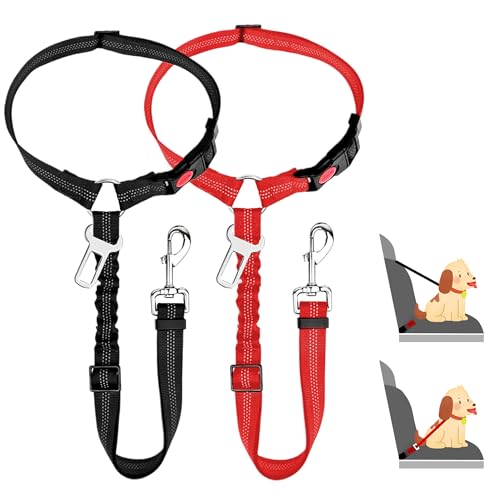 2 PCS Verstellbarer Anschnallgurt Hund Auto kopfstütze, Sicherheitsgeschirr Hund, Hunde Sicherheitsgurt für Kleine Hunde von worahroe