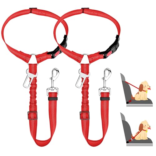 2 PCS Verstellbarer Anschnallgurt Hund Auto kopfstütze, Sicherheitsgeschirr Hund, Hunde Sicherheitsgurt für Kleine Hunde von worahroe