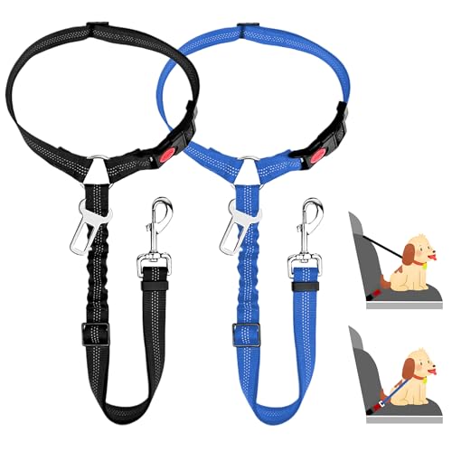 2 PCS Verstellbarer Anschnallgurt Hund Auto kopfstütze, Sicherheitsgeschirr Hund, Hunde Sicherheitsgurt für Kleine Hunde von worahroe
