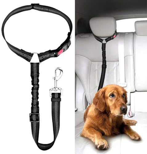 Verstellbarer Anschnallgurt Hund Auto kopfstütze, Sicherheitsgeschirr Hund, Hunde Sicherheitsgurt, Hunde Anschnallgurt mit Elastischer für Kleine Hunde Mittelgroße Welpen-schwarz Verstellbarer Anschnallgurt Hund Auto kopfstütze, Sicherheitsgeschirr Hund, Hunde Sicherheitsgurt, Hunde Anschnallgurt mit Elastischer für Kleine Hunde Mittelgroße Welpen-schwarz von worahroe