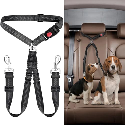 worahroe Anschnallgurt Hund Auto, 2 in 1 Verstellbares Sicherheitsgeschirr mit Elastischem Gurt, 360° Drehkarabiner, Reflektierend, Kopfstützen-Kompatibel, für Kleine & Mittlere Hunde, 18-32 Zoll worahroe Anschnallgurt Hund Auto, 2 in 1 Verstellbares Sicherheitsgeschirr mit Elastischem Gurt, 360° Drehkarabiner, Reflektierend, Kopfstützen-Kompatibel, für Kleine & Mittlere Hunde, 18-32 Zoll von worahroe