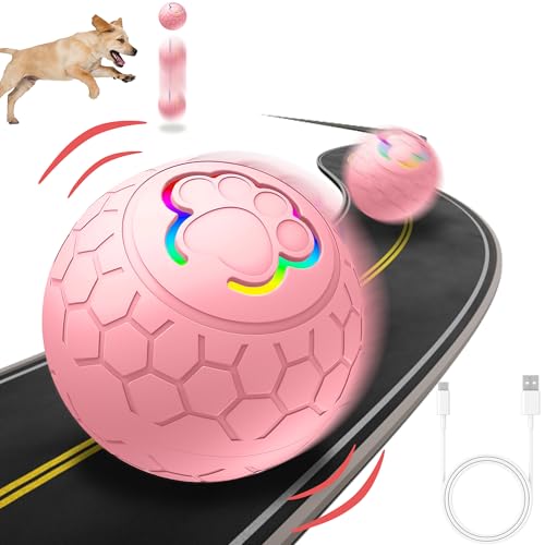 worahroe Hundespielzeug Ball, Hundeball Interaktives Jagdball für Hunde Unzerstörbar Elektrisch Automatisch Rollender Interaktiver Ball USB Wiederaufladba Hunde Ball für Welpen/Kleine/Mittlere Hunde von worahroe
