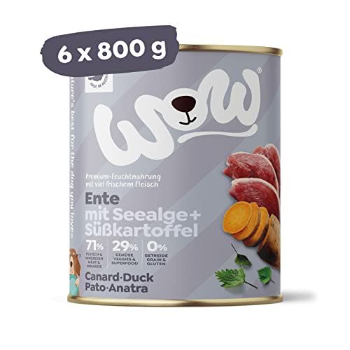 Wow Hundefutter nass Senioren mit Ente, 6x800g | reichhaltiges Nassfutter für ältere Hunde Aller Rassen I Beste Qualität mit viel Fleisch, Seealge & Süßkartoffel I getreidefrei & hohe Verträglichkeit Wow Hundefutter nass Senioren mit Ente, 6x800g | reichhaltiges Nassfutter für ältere Hunde Aller Rassen I Beste Qualität mit viel Fleisch, Seealge & Süßkartoffel I getreidefrei & hohe Verträglichkeit von wow