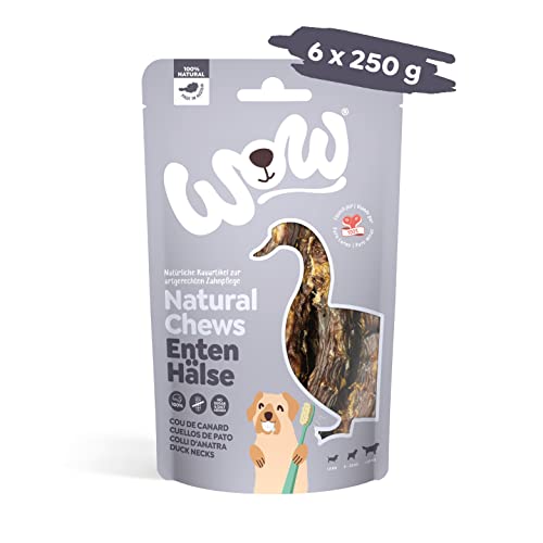 WOW Kausnacks I 100% Entenhälse getrocknet (6X 250g) Single-Protein Kauartikel für Hunde I Nahrungsergänzung I Zahnpflege von wow