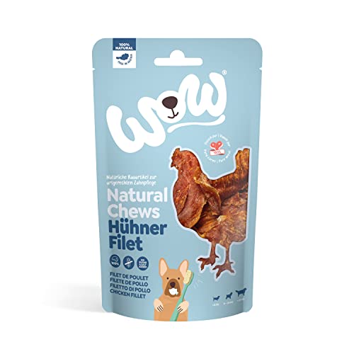WOW Kausnacks I 100% Hühnerfilet getrocknet I Single-Protein Kauartikel für Hunde I Nahrungsergänzung I Zahnpflege (1x 250g) von wow