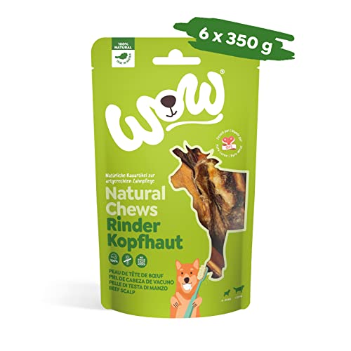 WOW Kausnacks I 100% Rinderkopfhaut getrocknet (6X 350g) Single-Protein Kauartikel für Hunde I Nahrungsergänzung I Zahnpflege von Wow