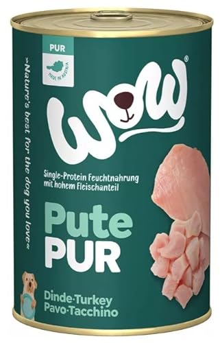 WOW PUR Protein Nassfutter mit Pute, 6x 400g | reichhaltiges Hundefutter für alle ausgewachsenen Hunderassen | beste Qualität mit hohem Fleisch- & Innereienanteil I getreidefrei & hohe Verträglichkeit WOW PUR Protein Nassfutter mit Pute, 6x 400g | reichhaltiges Hundefutter für alle ausgewachsenen Hunderassen | beste Qualität mit hohem Fleisch- & Innereienanteil I getreidefrei & hohe Verträglichkeit von wow