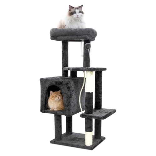 WOWOHPET Kratzbaum für Indoor-Katzen, Plüsch, mehrstufiges Aktivitätszentrum mit Höhle, Kratzstämmen, Sitzstange, Leiter, Hellgrau WOWOHPET Kratzbaum für Indoor-Katzen, Plüsch, mehrstufiges Aktivitätszentrum mit Höhle, Kratzstämmen, Sitzstange, Leiter, Hellgrau von wowohpet