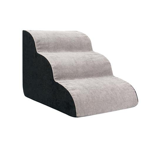 Haustiertreppe, 3 Stufen, hochdichte Schaumstoff-Hundetreppe, Hundetreppe mit waschbarem Flanellbezug, rutschfeste Haustierleiter für Schlafsofa – 40 x 55 x 35 cm von woyufen