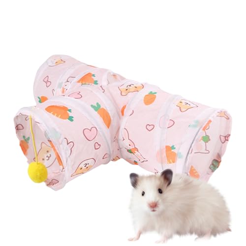 Hamstertunnel | Fun Frettchen Tunnel | Hamster Tunnel Frettchen Spaß | Zusammenklappbarer 3 -Wege -Bunny Tun Nel | Faltbarer Spielzeughasen -Tunnels Interaktives Spielzeug mit Spielball für Kaninchen von wqibq