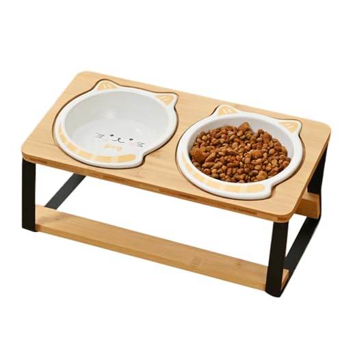 wqibq Erhöhter Katzennapf | Katzennapf Für Hauskatzen Mit Hochgestelltem Design,Doppelte Keramik-Schrägnapf, Auslaufsicher Für Katzenwelpen, Hunde, Trinken & Füttern In Wohnung & Unterwegs von wqibq