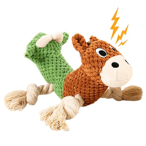 wqibq Quietschendes Seil-Hundespielzeug,Seil-Quietschendes Hundespielzeug - Hundekauspielzeug aus für kleine Hunde | Kauseil für zahnende Hunde, Kauspielzeug für, weiches Kauspielzeug zum von wqibq