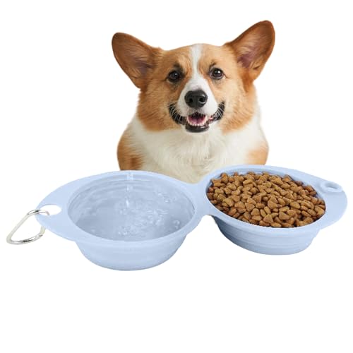 wqibq Reisenapf Für Hunde - Futter- & Wasser Doppelnapf - Zusammenklappbarer Futterspender Für Welpen Katzen & Tierbedarf Unterwegs Wandern Reisen von wqibq