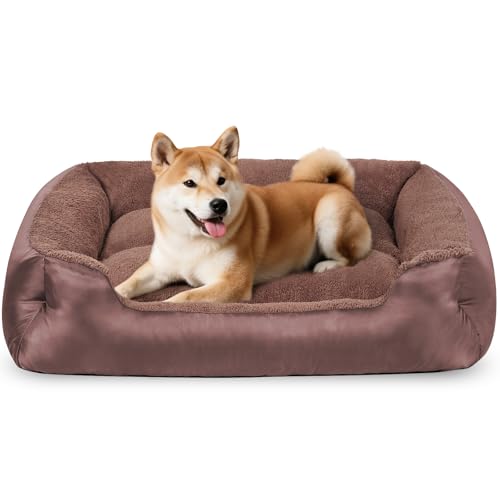 wrturisk XL Hundebett, rechteckig, weich, beruhigend, groß, waschbar, warm, bequem, rutschfeste Unterseite, Braun wrturisk XL Hundebett, rechteckig, weich, beruhigend, groß, waschbar, warm, bequem, rutschfeste Unterseite, Braun von wrturisk