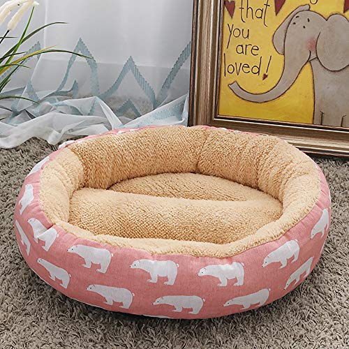 Beige/Rosa + Bär, Haustierbedarf, modische Hundehütte, Katzenstreu, kleine, mittelgroße Hunde, Haustierunterlage, 50 cm, 50 cm, 14 cm von wsdhswhdhsdsds