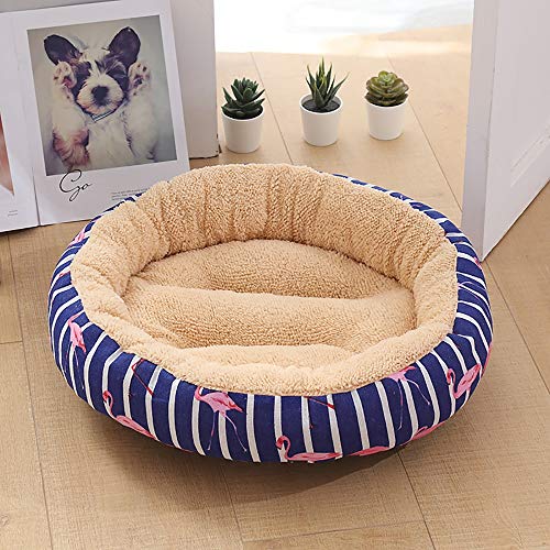 Fashion Pet Supplies Hundehütte Katzennest für kleine und mittelgroße Hunde, 50, 50, 14 cm, Beige/Violett + Streifen + Flamingo von wsdhswhdhsdsds