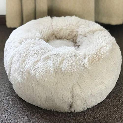 Haustier-Nest, Durchmesser 50 cm, für Katzen und Hunde, warm, atmungsaktiv, bequem, für vier Jahreszeiten, universal, langes Haar, Pfau, Weiß von wsdhswhdhsdsds