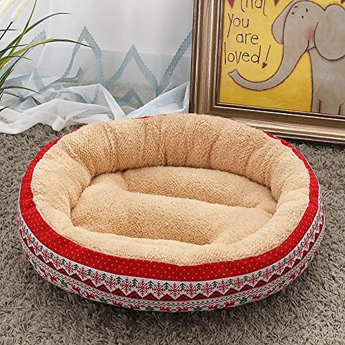 Hundematte für Hundehütte, Katzenstreu, für kleine und mittelgroße Hunde, 50 x 50 x 14 cm, Beige / Rot von wsdhswhdhsdsds