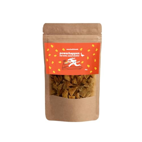 wuschelfriends powerhappen Ente innovativer Hunde Snack 100% Fleisch getreidefreier Kausnack 200g von wuschelfriends