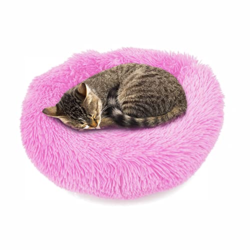 wuuhoo® Hundebett Fluffy 40cm Donut für kleine und mittelgroße Hunde - weiches Haustierbett rund, waschbares Hundekörbchen für Hund oder Katze, Flauschiger Hundekorb Pink von wuuhoo