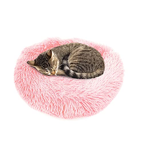 wuuhoo® Hundebett Fluffy 40cm Donut für kleine und mittelgroße Hunde - weiches Haustierbett rund, waschbares Hundekörbchen für Hund oder Katze, Flauschiger Hundekorb rosa von wuuhoo