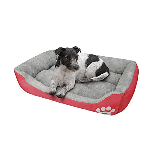 wuuhoo® Hundebett Lucky 45cm für kleine und mittelgroße Hunde - weiches Haustierbett, waschbares Hundekörbchen für Hund oder Katze, Flauschiger Hundekorb - rot von wuuhoo
