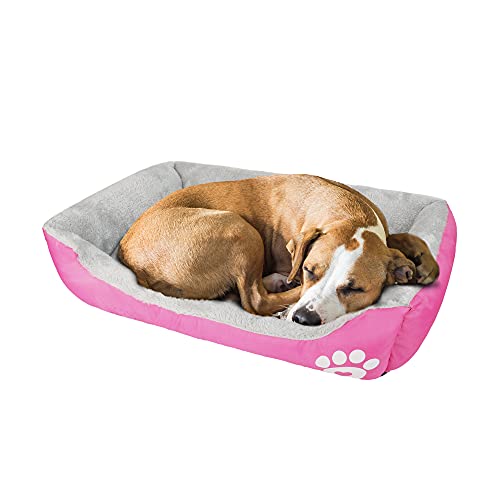 wuuhoo® Hundebett Lucky 60cm für kleine und mittelgroße Hunde - weiches Haustierbett, waschbares Hundekörbchen für Hund oder Katze, Flauschiger Hundekorb - rosa von wuuhoo