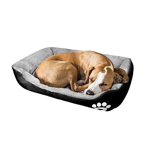 wuuhoo® Hundebett Lucky 60cm für kleine und mittelgroße Hunde - weiches Haustierbett, waschbares Hundekörbchen für Hund oder Katze, Flauschiger Hundekorb - schwarz von wuuhoo