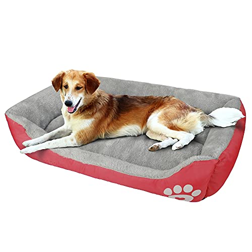 wuuhoo® Hundebett Lucky 90cm für große Hunde - weiches Haustierbett, waschbares Hundekörbchen für Hund oder Katze, Flauschiger Hundekorb - rot von wuuhoo